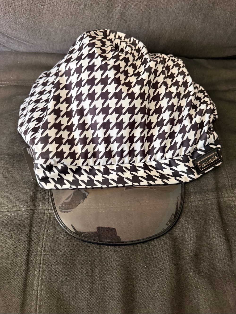 hairbrella Houndstooth Black & White Rain Hat